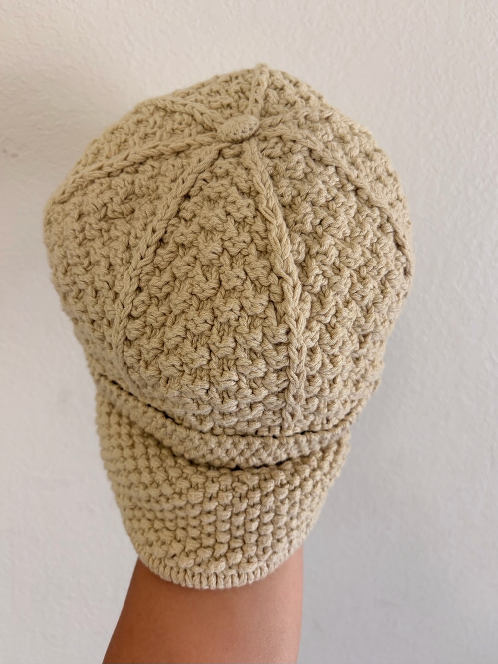 American Eagle Outfitters Crocheted Newsboy Cap - Beige